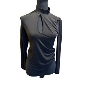 H&M BLACK LONG SLEEVE HIGH NECK KEY HOLE BODYSUIT